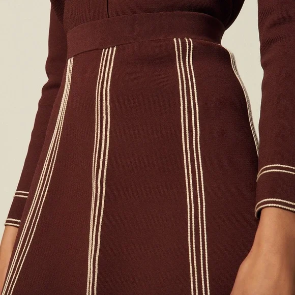 Sandro Brown A-Line Knit Skirt - Picture 5 of 7